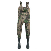 Camo Neoprene Chest Hunting Waders with Rubber Boots for Men